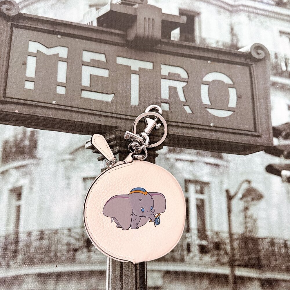 Coach 89988 DISNEY X COACH Circular Coin Pouch Bag Charm IN CHALK MULTI